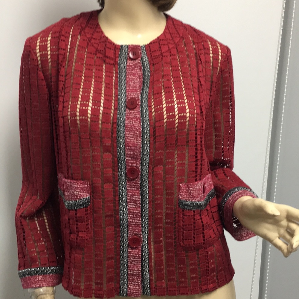 Etro red short jacket see through made in Italy 46